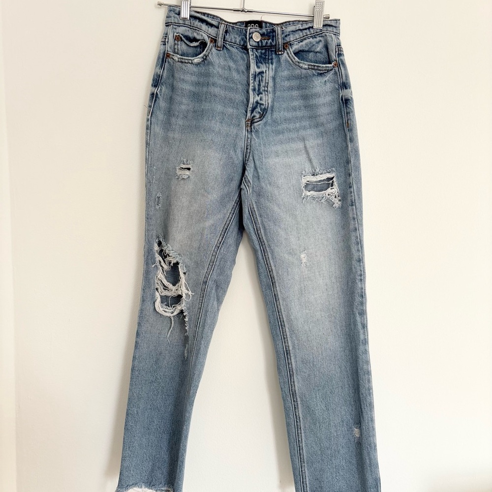 BDG Light Blue Distressed Straight Leg Jeans
